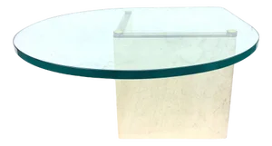 Hollywood Regency Travertine Glass Side Table with Teardrop Top, 1980s