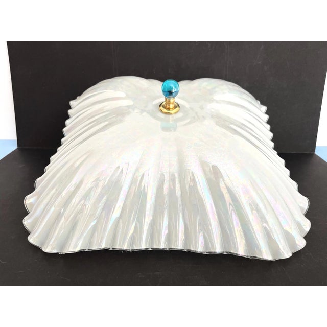 Opalescent Fluted Glass Shell Flush Light For Sale - Image 13 of 18