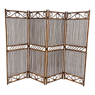 Vintage Gump's Four Panel Wood Wall Divider For Sale