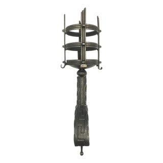 Hand-Forged Wrought Iron Wall Sconce Body (Gold Patina Twist Stem) Classical Architectural Fixture For Sale