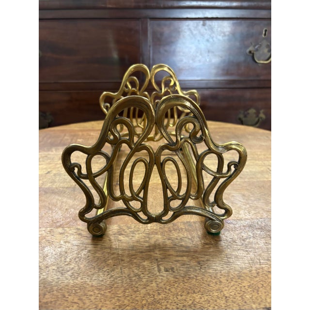 Mid 20th Century Vintage Mid 20th Century Art Nouveau Solid Brass Expandable Book Ends Library Shelf Storage For Sale - Image 5 of 7