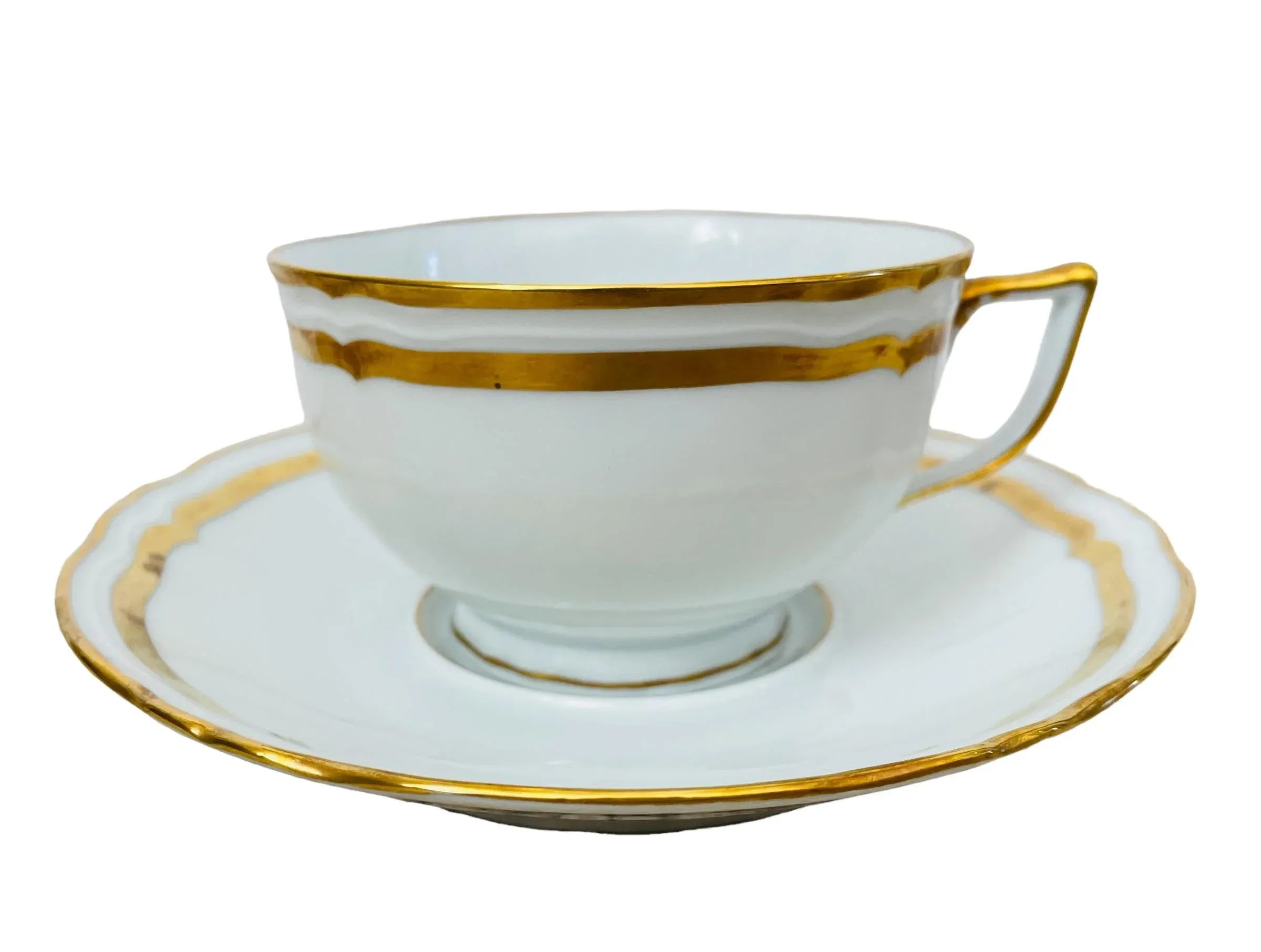 Set of 12 Ceralene Raynaud Limoges Marie Antoinette Gold and White