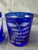 Mid-Century Modern Mid 20th Century Bohemia Cut to Clear Cobalt Etched Tumblers Glasses a Pair For Sale - Image 3 of 15