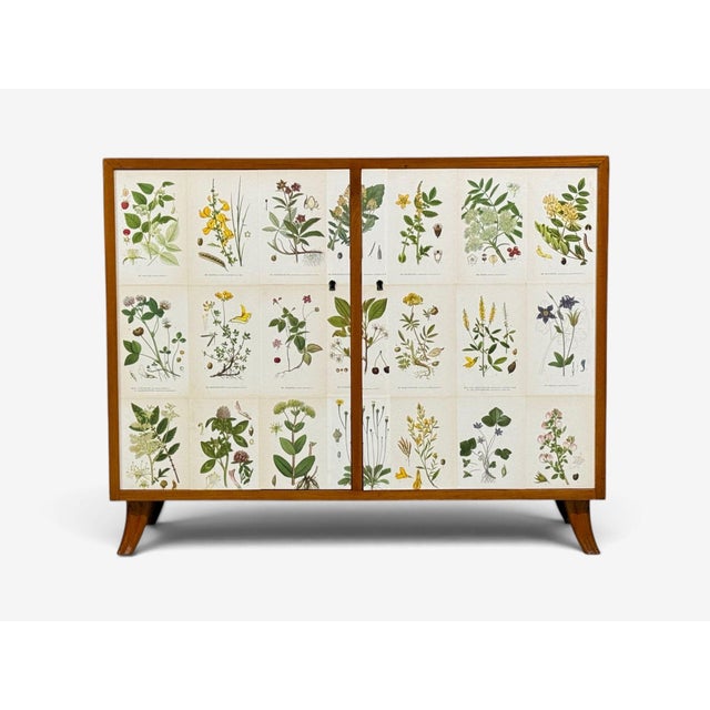 Swedish Modern, Nordens Flora Cabinet, Brass, Floral Lithographs, Sweden, 1930s For Sale In New York - Image 6 of 11
