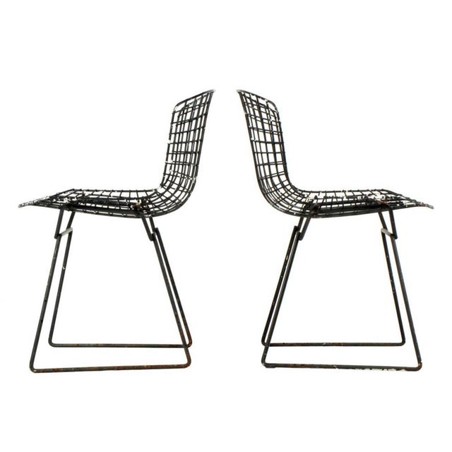 Mid 20th Century Black Aluminum Dining Chairs Attributed to Bertoia for Knoll- Set of Four For Sale In Miami - Image 6 of 12