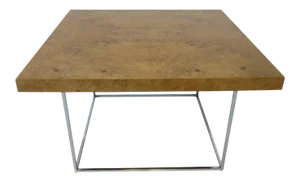 Milo Baughman Style Burlwood Coffee Table