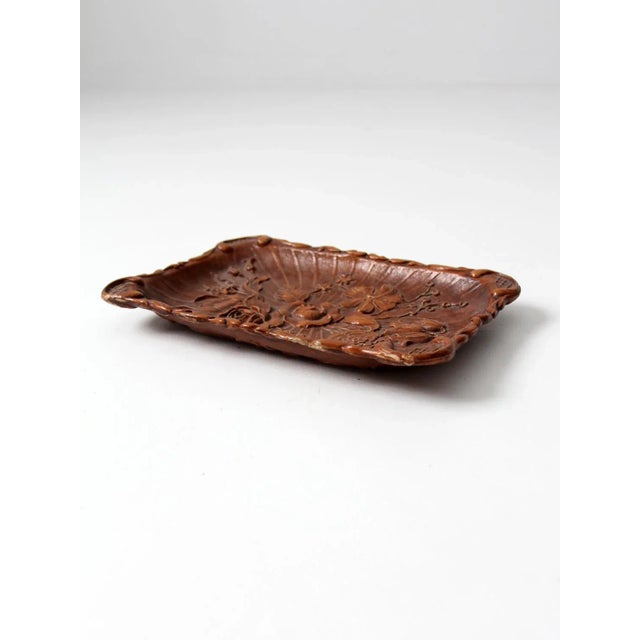 Vintage Syroco Style Floral Composite Wood Tray For Sale - Image 4 of 9