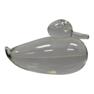 Vintage Crystal Leaded Glass Modern Mallard Duck Figurine Sculpture