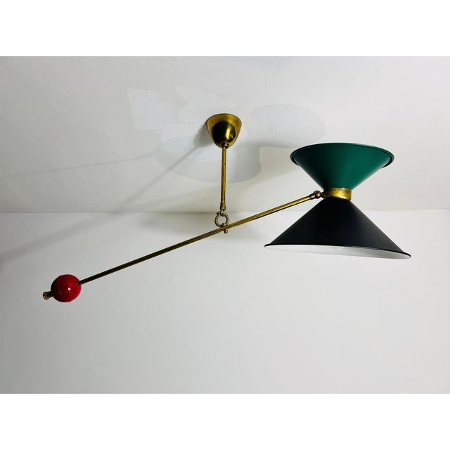Brass Counterweight Ceiling Lamp by Pierre Guariche, 1950s For Sale - Image 3 of 17