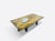 Belgian Modern design rectangular and sculptural Brass etched coffee table with inset Agate gemstone on a etched...