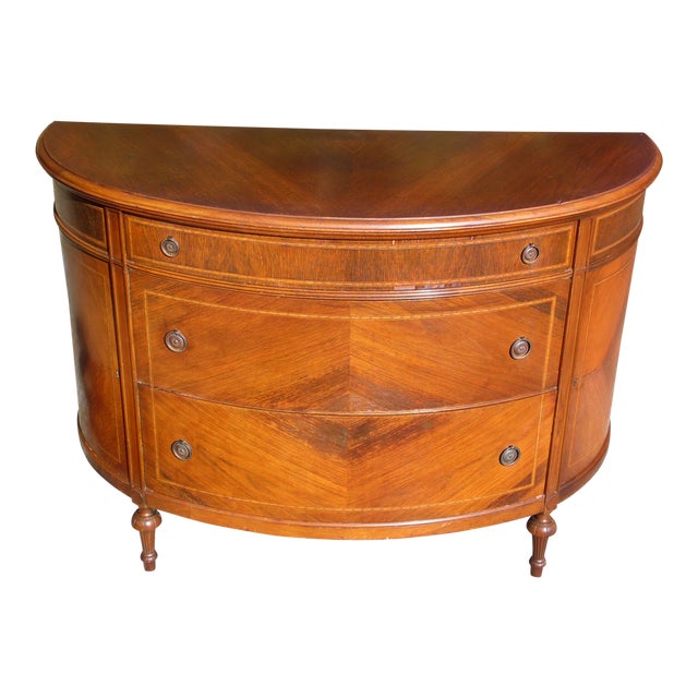 Vintage Grand Rapids Mahogany Demilune Server Chest Console Cabinet Entry Chest Chairish