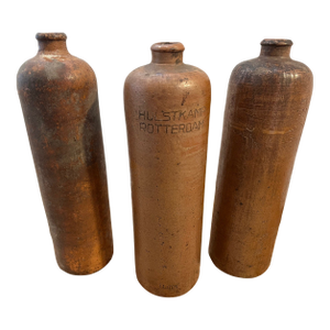 Antique Dutch Salt Glazed Stoneware Gin Bottles. Made in Mid-1800s.