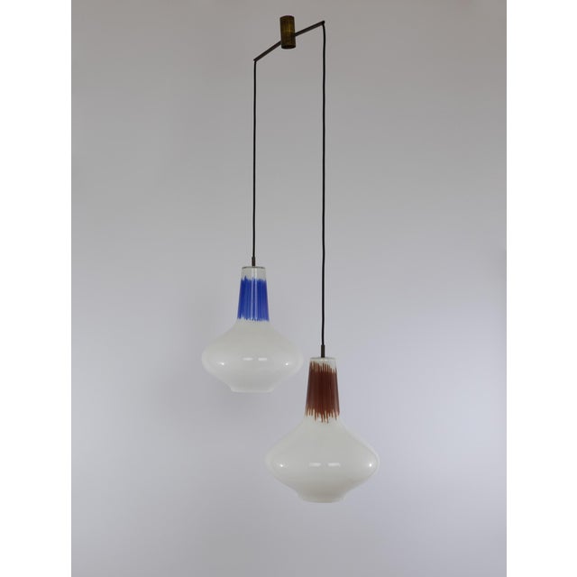 1960s White, Red and Blue Murano Glass Pendants by Massimo Vignelli for Venini, 1950s For Sale - Image 5 of 11