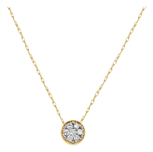 Bezel-Set Diamond Cluster Necklace 16"