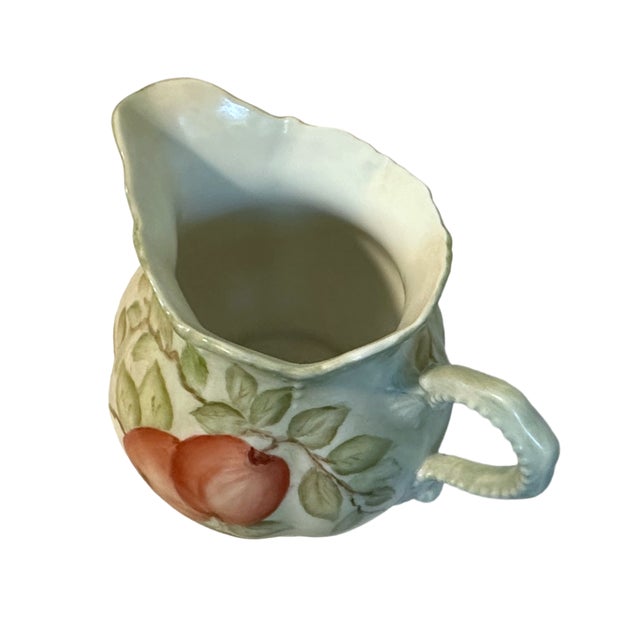 Victorian Antique Victorian Hand Painted Porcelain Apple Cider Jug Pitcher For Sale - Image 3 of 4