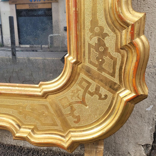Large Mid-19th Century Mirror in Gilded Wood, Italy For Sale - Image 9 of 18