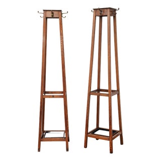 English Oak Hall Stands from Astrola, 1930s, Set of 2 For Sale