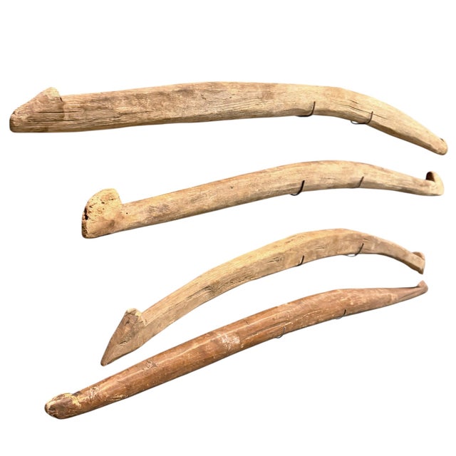 Brown Collection of Eight 19th/Early 20th Century Hog Gambrels on Custom Wall Mounts For Sale - Image 8 of 14