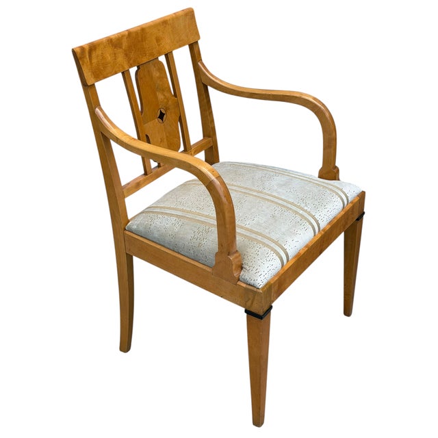 Wood Pair of Antique Austrian Biedermeier Style Arm Chairs For Sale - Image 7 of 8