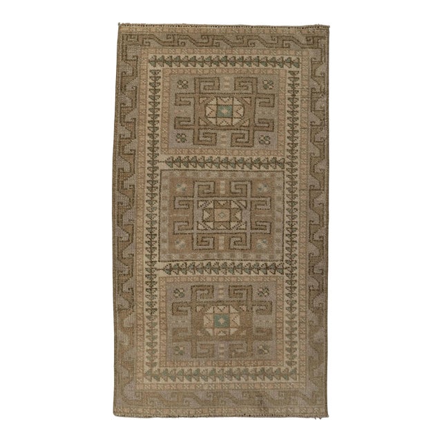 Turkish Mini Rug Oriental Hand Knotted Vintage Rug 1'10" x 3'3" #21049 For Sale