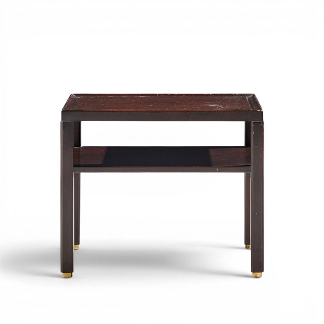 Wood Edward Wormley for Dunbar Mid Century Mahogany and Brass Side End Tables - Pair For Sale - Image 7 of 12