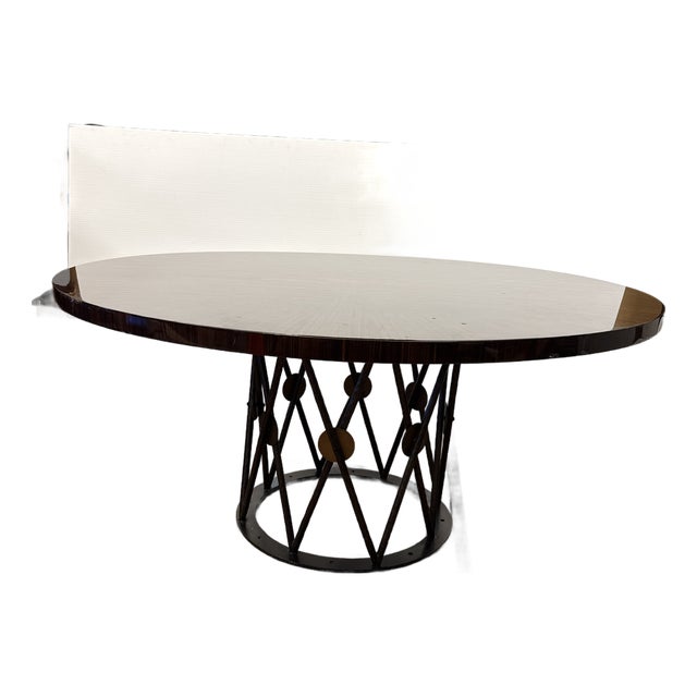 McGuire Furniture Custom Macassar Starburst Dining Table, 63 Inches For Sale