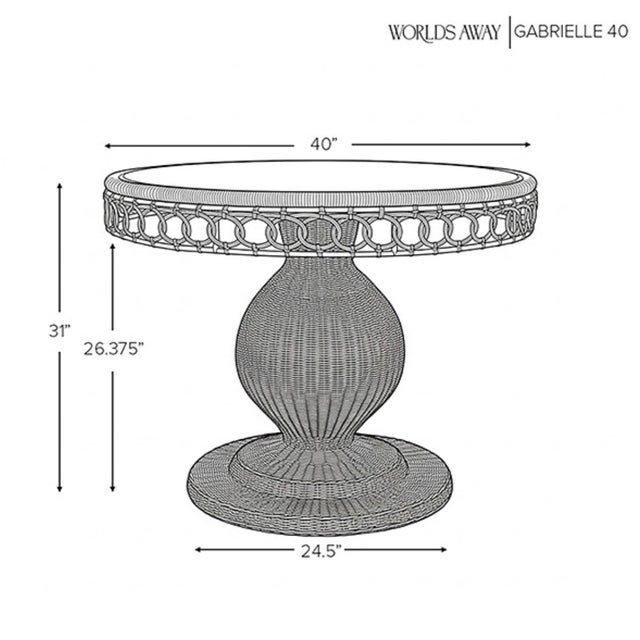 Wood Matthew Izzo Home Gabrielle 40" Woven Rattan Pedestal Dining Table With Glass Top For Sale - Image 7 of 9