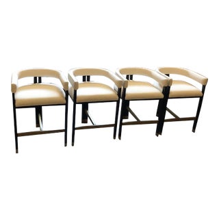 White Linen Counter Stools - Set of 4 For Sale