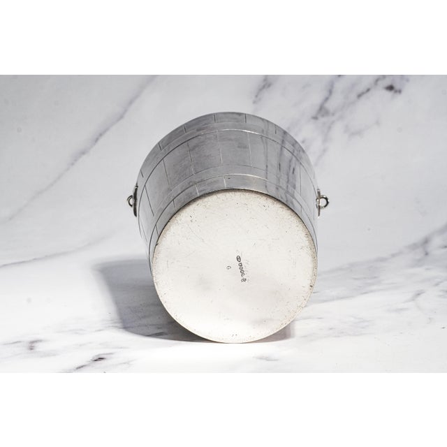 Charming Antique English Silverplate Ice Bucket Novelty Coopered Pail Original Strainer Edwardian Barware Home Decor For Sale - Image 17 of 18