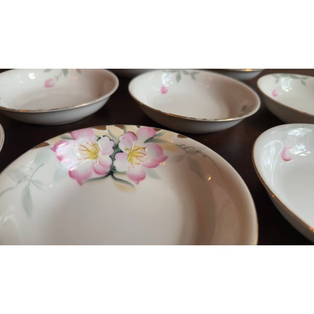 Antique, Early 20th Century Noritake Azalea Porcelain Berry Bowls, Set of Ten For Sale - Image 10 of 12