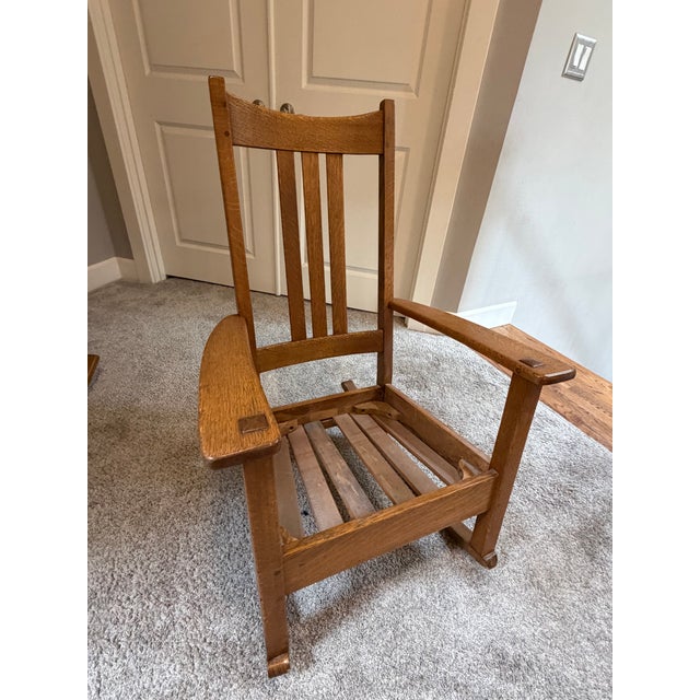 Arts & Crafts Antique Charles Limbert Rocker (Small) For Sale - Image 3 of 3