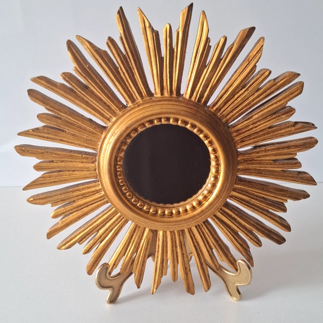 Gilded Sunburst Wall Mirror, Italy, 1960s For Sale - Image 10 of 15