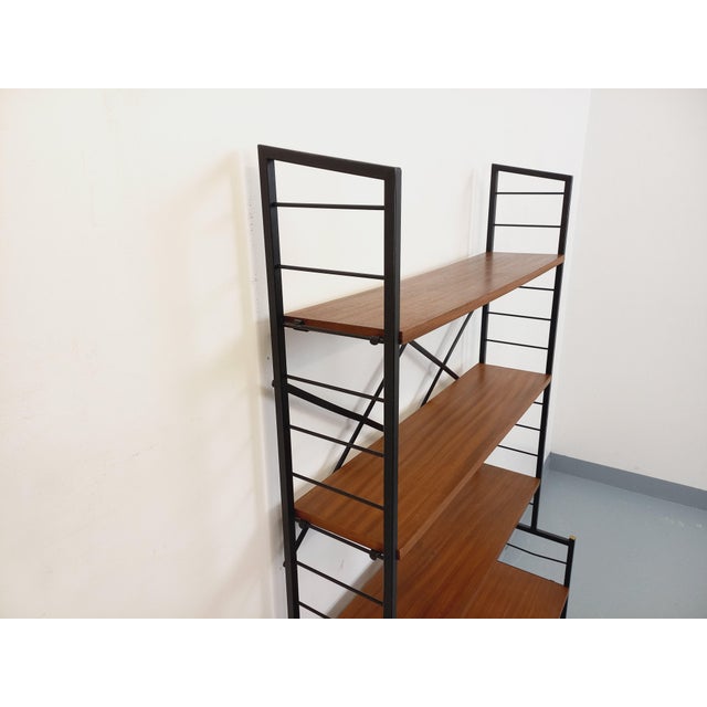 Vintage Italian Teak and Metal Bookcase, 1960s For Sale - Image 4 of 15