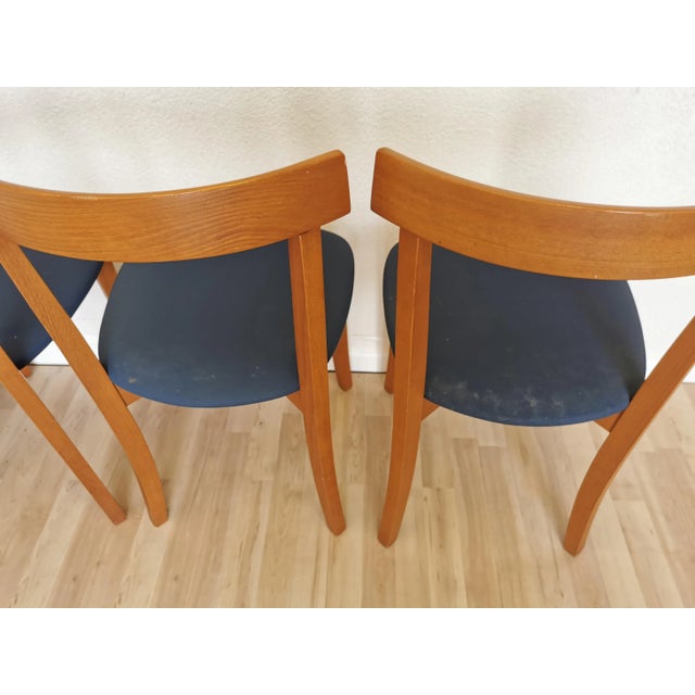 Vintage Italian Dining Chairs with Blue Fabric Seats from Calligaris, 1990s, Set of 4 For Sale - Image 6 of 18