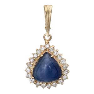 Natural 11.20 Carat Ceylon Sapphire Diamond Pendant Vintage 14 Karat Gold Pear