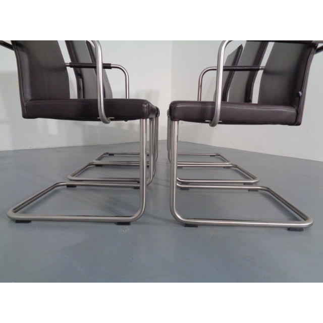 Leather Cantilever Dining Chairs by Karl Friedrich Förster for KFF, 1990s, Set of 6 For Sale - Image 13 of 18