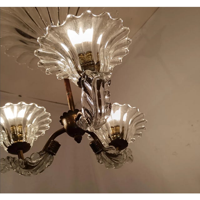 Vintage Cristallo Collection Murano Glass Ceiling Light from Barovier & Toso, 1930s For Sale - Image 9 of 12