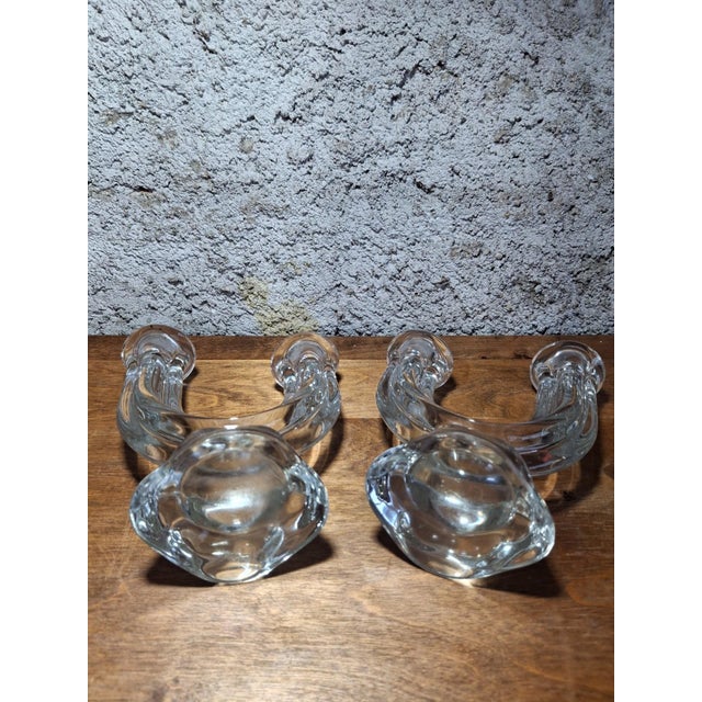 Art Deco Double Candlestick in Molded Pressed Glass, 1930, Set of 2 For Sale - Image 6 of 7