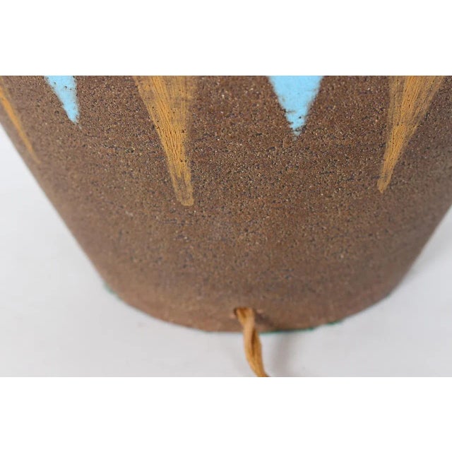 1950s Aldo Londi Cocoa & Pale Blue Ceramic Table Lamp For Sale - Image 9 of 12