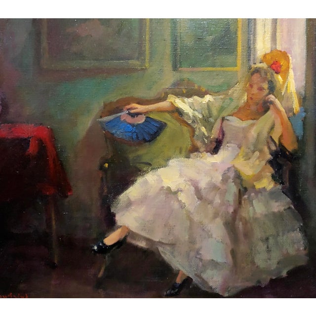 Marcos Blahove -Portrait of a Seated Spanish Maja - Oil Painting For Sale - Image 4 of 11