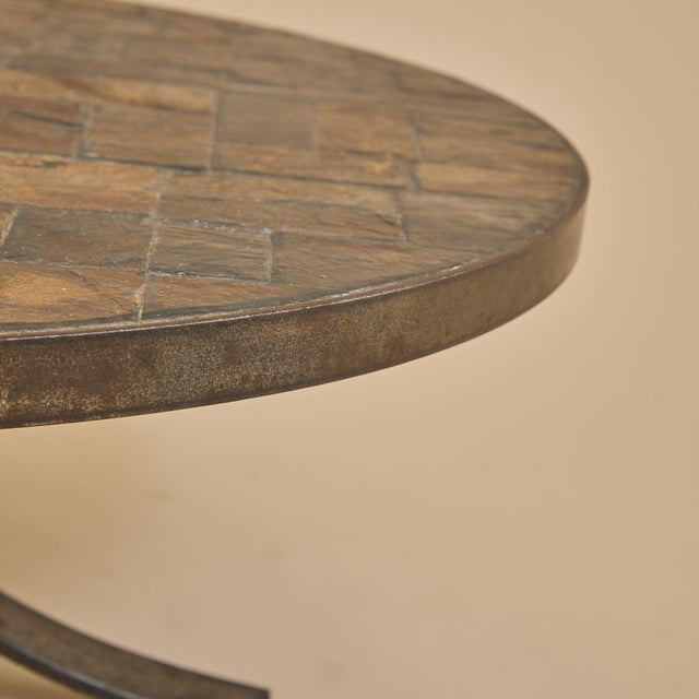 French Brutalist Slate Tile Mosaic Coffee Table, 1970s For Sale In Chicago - Image 6 of 10