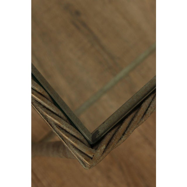 Gray Vintage Pair of Iron Glass Top Nesting Tables For Sale - Image 8 of 12