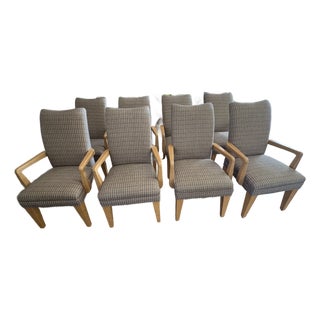 Set of 8 Attributed to Sally Sirkin Lewis for J. Robert Scott Art Deco Revival Dining Chairs — Crackle Lacquer Frames, Vintage Designer Set For Sale