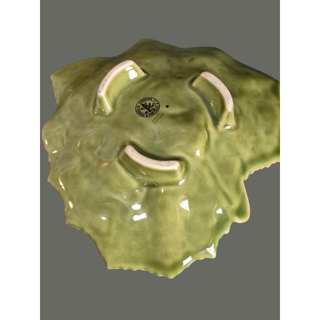 Ceramic Late 20th Century Three Grape Leaf Colorful Dishes Bordallo Pinheiro Portugal Red, Yellow, Green For Sale - Image 7 of 9