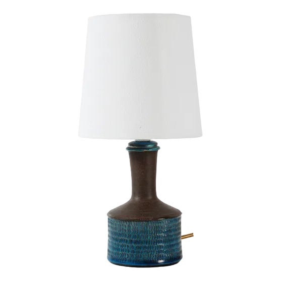 Small Danish Table Lamp with Turquoise Glaze by Nils Kähler for Kähler, 1970s For Sale