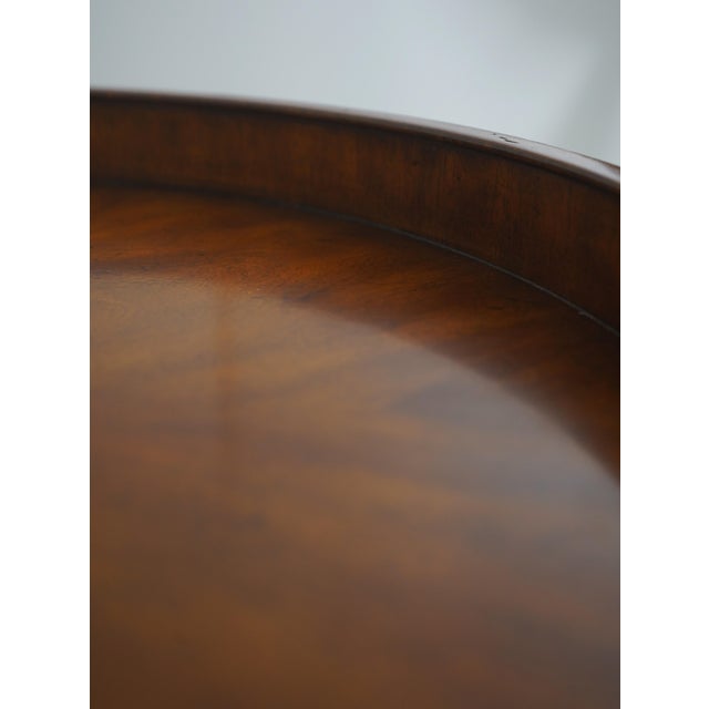 Brown Maitland Smith Round Tray Top Mahogany Serving Table For Sale - Image 8 of 16