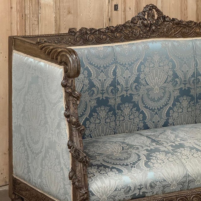 Cerulean 19th Century French Louis XVI Canape ~ Settee For Sale - Image 8 of 18