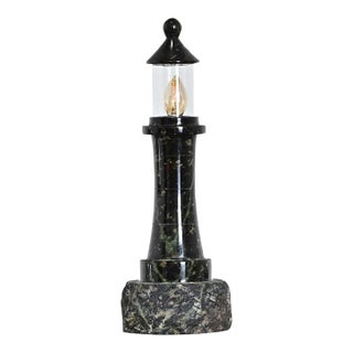 Vintage English Cornish Serpentine Stone Lighthouse Lamp For Sale