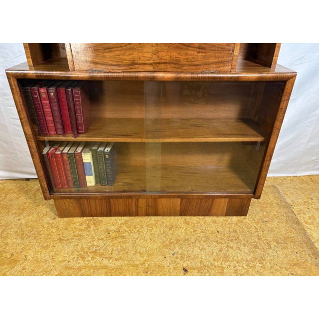 Wood Vintage Art Deco Burr Walnut Display Cabinet, 1930s For Sale - Image 7 of 13