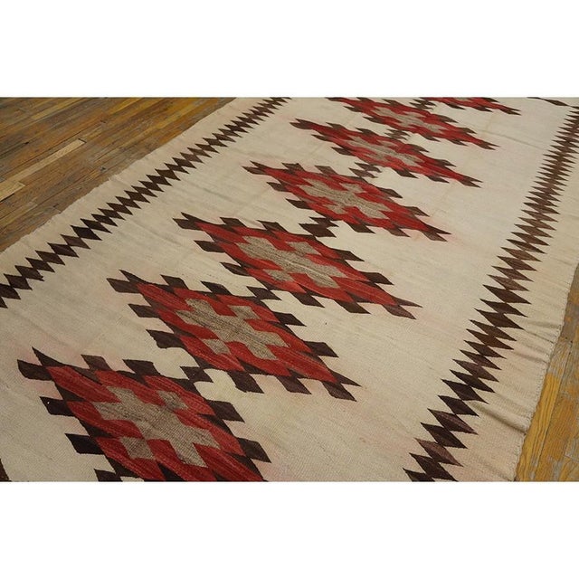 1930s 1930s Rustic Beige Field Geometric Antique American Navajo Flatweave Wool Rug For Sale - Image 5 of 10